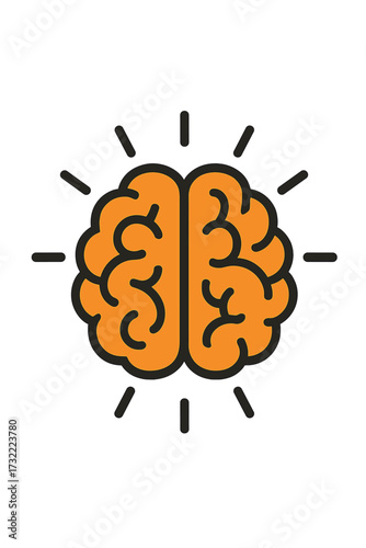 Brain icon vector illustration. Brainstorm symbol and intelligence sign. Concept for creativity, idea, thinking, knowledge and solution. Mind power and learning cartoon graphic.
