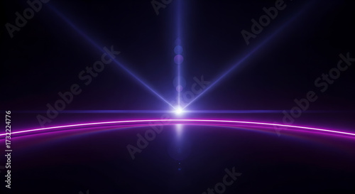 Abstract Futuristic Light Glow Purple Horizon Copy Space