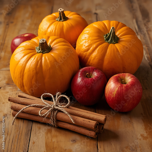 pumpkin and autumn leaves