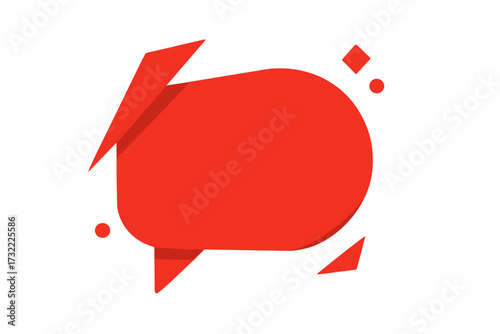 Red geometric banner for special offer and discount. Modern abstract speech bubble for sale promotion. Vector price label tag for marketing and advertising. Empty sticker template.