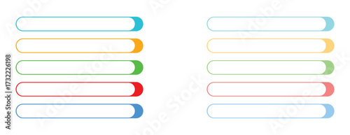 Empty Colorful Rounded Horizontal Bar Elements, User Interface Progress and Text Box