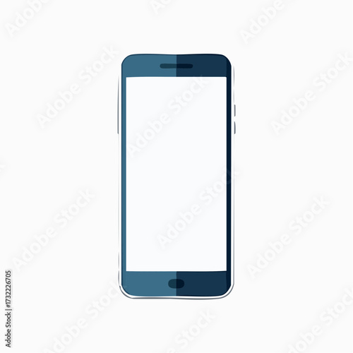 Illustration of a blue smartphone with a blank white screen, isolated on a white background.
