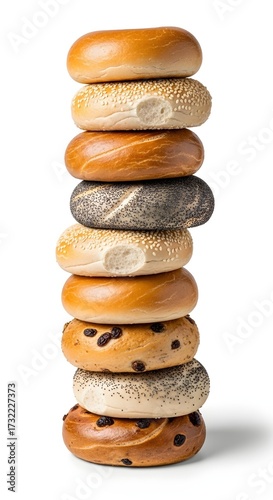 Bagels stacked in a pile