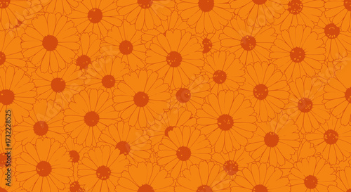 Orange flower dense pattern