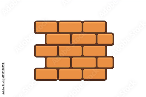 Brick wall flat icon vector illustration. Cartoon graphic design element. Red brickwork background texture. Building construction concept. Masonry pattern. Barrier symbol.