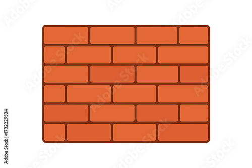 Red brick wall vector background. Flat cartoon icon for construction or building industry. Symbol of barrier, obstacle or boundary. Masonry pattern texture for graphic design.