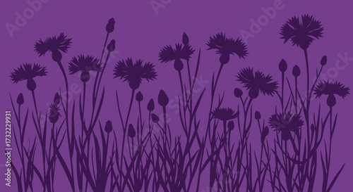 Violet floral silhouettes