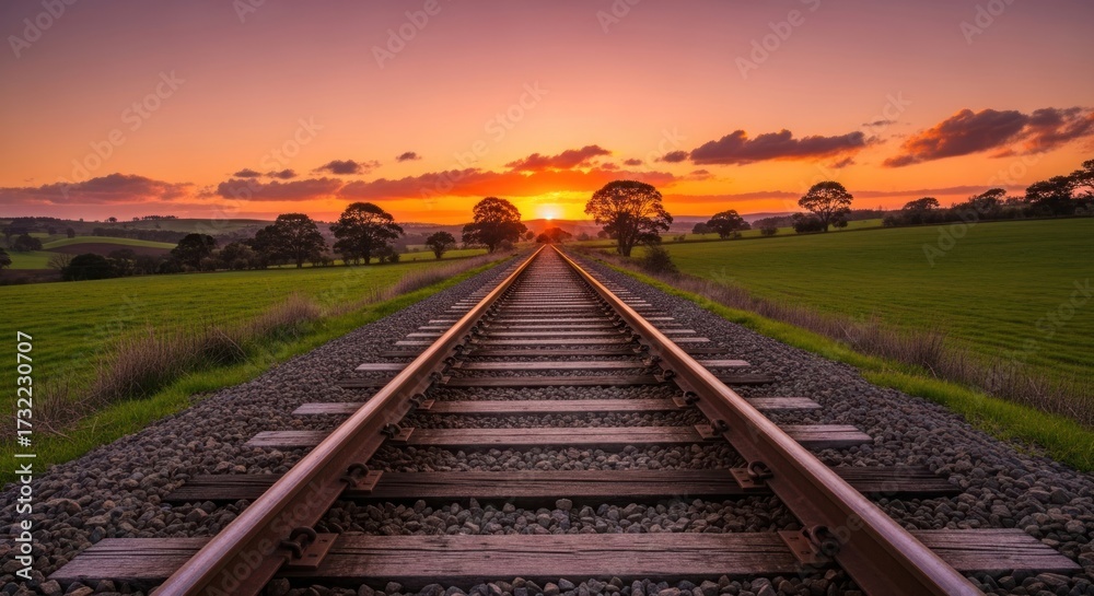 Fototapeta premium railway at sunset