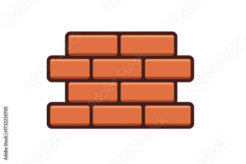 Brick wall flat icon. Red brickwork masonry element. Vector cartoon graphic illustration for construction or building themes, isolated on a transparent background for design.