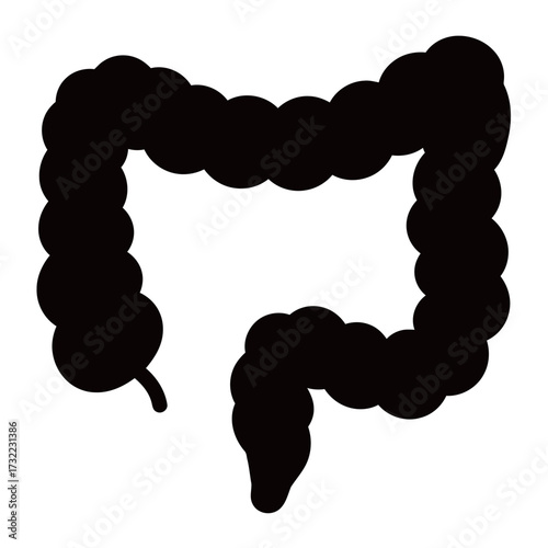 black and white silhouette of the intestines vector on a white background