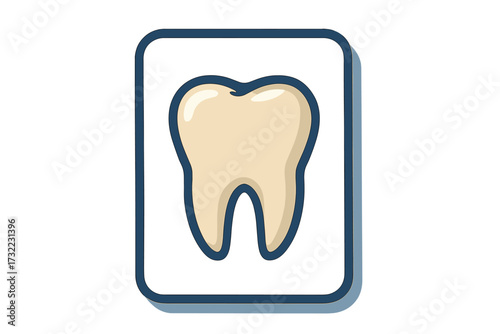 Isolated tooth icon on card, dental cartoon vector, flat transparent background. Oral health medical symbol, dentist office graphics, dental care app design, healthy teeth illustration, concept art.