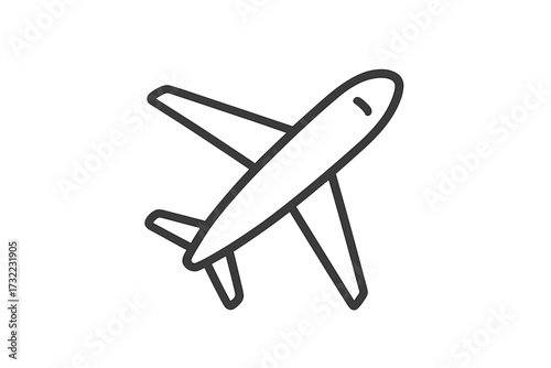 Minimalistic airplane icon for web, apps, graphic design, banners, social network, cards, travel, aviation, flight, transport, vector cartoon illustration with transparent background