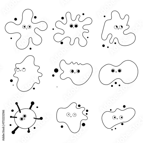 Cute Virus Vector Set  Hand-drawn Microbe Backgrounds 