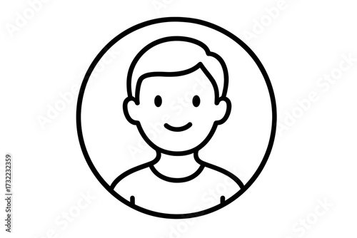 Faceless user icon outline, circular avatar, anonymous profile concept. Vector cartoon illustration. Minimal line art. User identification symbol for apps, web, graphics, UI, transparent background