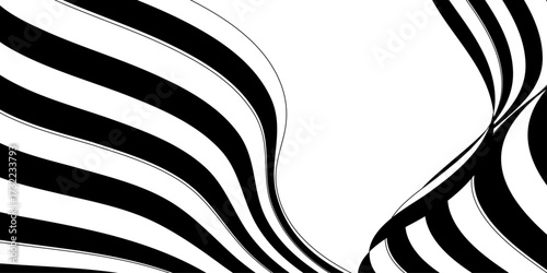 black and white stripes creating moving waves optical illusion, zebra print is shown in black and white, black and white wavy stripesor lines design background, fabric black and white stripe diagonal.