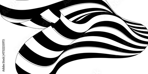 black and white stripes creating moving waves optical illusion, zebra print is shown in black and white, black and white wavy stripesor lines design background, fabric black and white stripe diagonal.