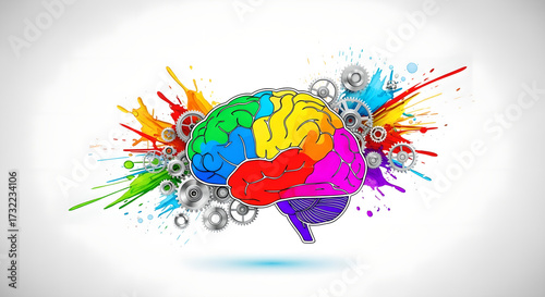 Human Brain Creativity Innovation Thinking Gears Graphic Design Copy Space