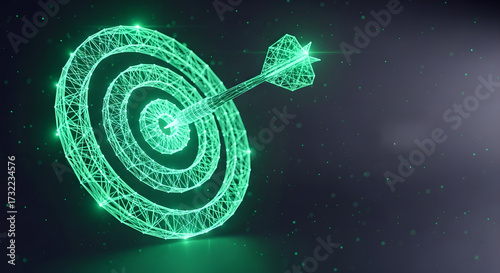 Digital Target Dart Green Wireframe Concept Copy Space