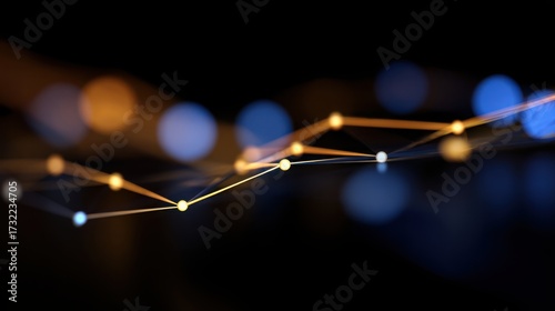 node. Abstract digital network concept with glowing nodes and connections, representing futuristic technology. product launch decks.