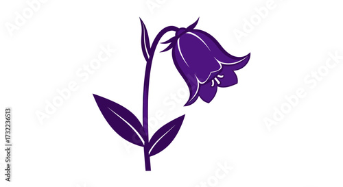 Purple stylized bellflower on white