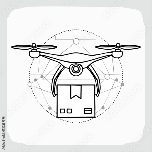 Drone Delivery Flag Vector Modern Shipment Technology Illustration