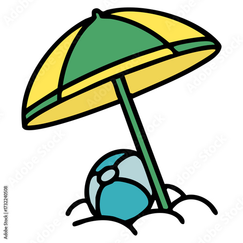 brazilian beach parasol and beachball