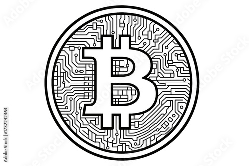 Digital Currency Bitcoin Symbol Technology Concept Futuristic Finance Investment Wealth Growth Isolated on Transparent Background