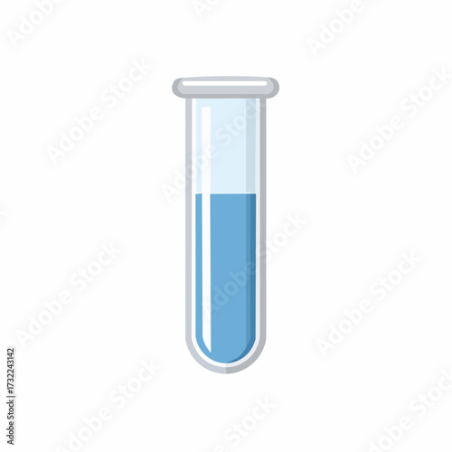 Blue fluid in a clear glass test tube for science laboratory research and chemistry illustration