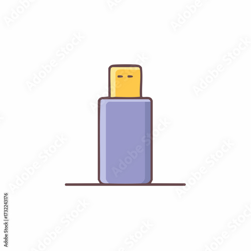 Simple Cartoon USB Flash Drive Icon Illustration for Data Storage and Technology