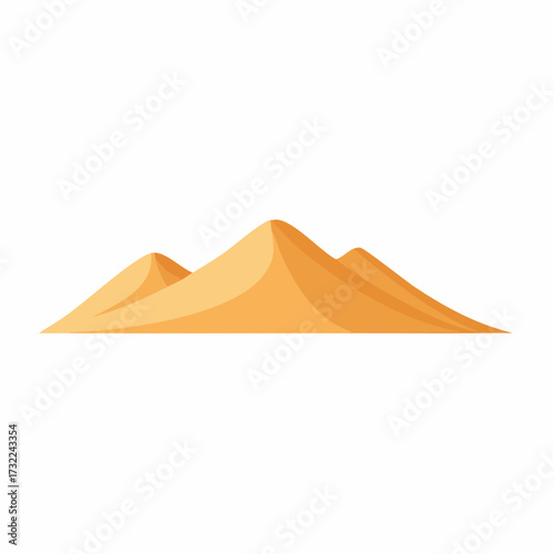 Warm orange sand dunes desert landscape illustration simple flat vector art