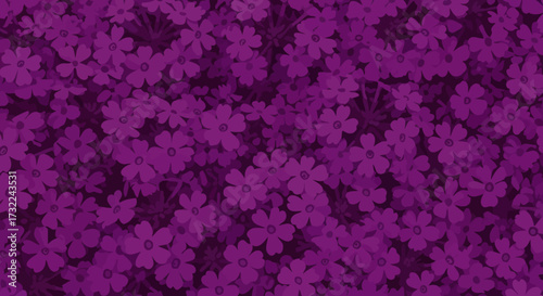 Dense array of stylized flowers in shades of purple