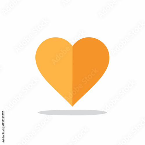 Orange Heart Illustration with Slight Shadow Valentine Romance Affection