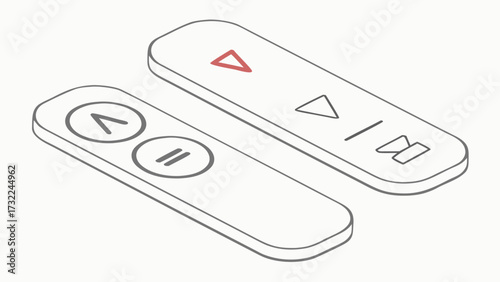 Vector illustration of sleek digital media control buttons, featuring essential playback and audio functions for modern user interfaces and technology designs