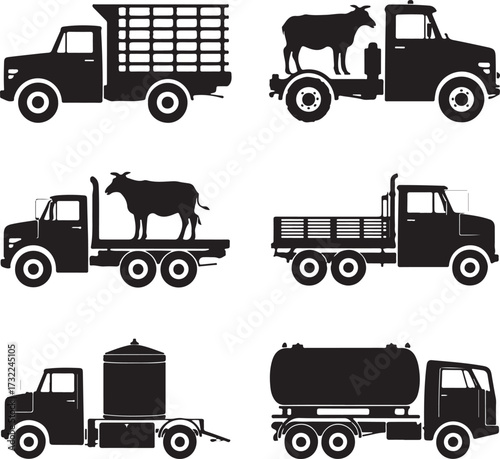 Farm trucks carrying livestock and cargo livestock transport