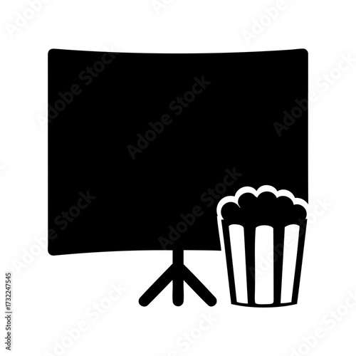 Movie Time Projector screen displaying a film accompanied by delicious popcorn bucket