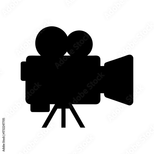 Silhouette of a vintage film camera, representing filmmaking, retro media technology