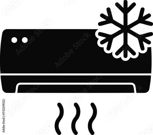 Vector art of air conditioner icon with snowflake and cool air symbol