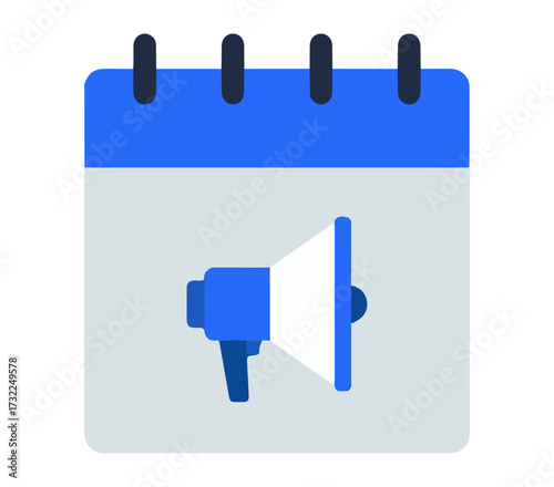 "Event Announcement Icon – Calendar with Megaphone Symbol for Scheduling, Reminders, and Communication Design Projects"