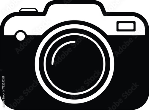 Vector art of black outline of a digital camera