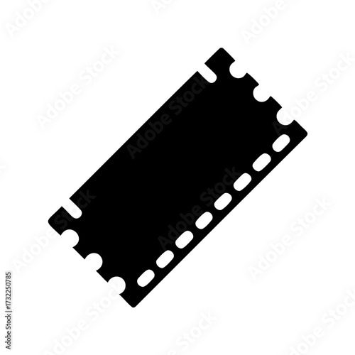 Simple black ticket stub illustration with perforated edge ready to be used