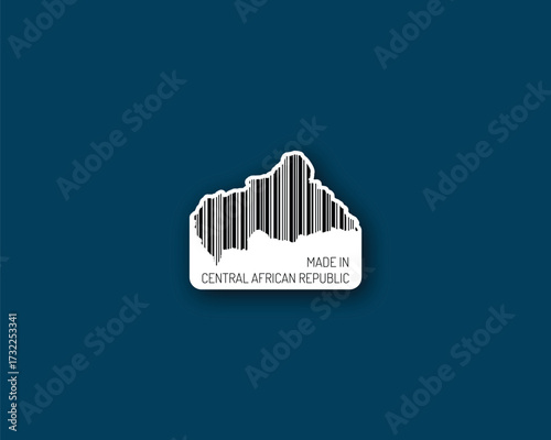 Unique "Made in Central African Republic" barcode sticker. Perfect for packaging, exports, national branding and patriotic product visuals.