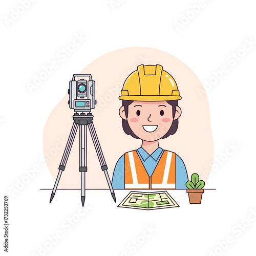 Illustration of a surveyor with equipment