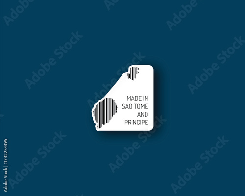 Distinct “Made in Sao Tome and Principe” barcode silhouette — ideal for packaging, artisanal goods and island tourism branding. Print-ready vector for designers.