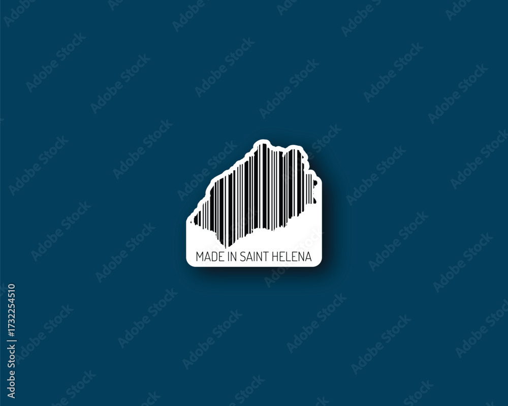 Obraz premium “Made in Saint Helena” barcode-stamp silhouette — ideal for local products, souvenirs and packaging. High-res vector for stock and print projects.
