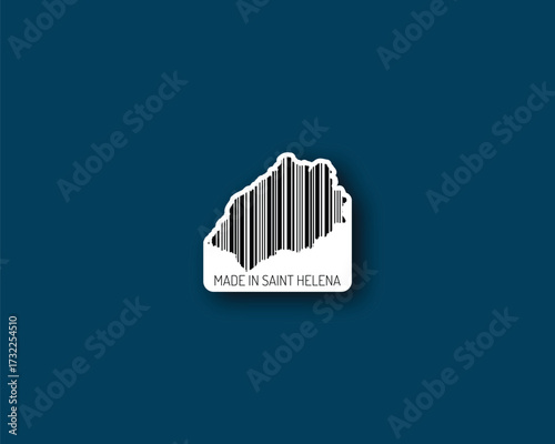 “Made in Saint Helena” barcode-stamp silhouette — ideal for local products, souvenirs and packaging. High-res vector for stock and print projects.