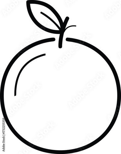 Vector art of outline of an apple with a leaf