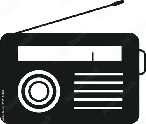 Vector art of retro radio icon with antenna