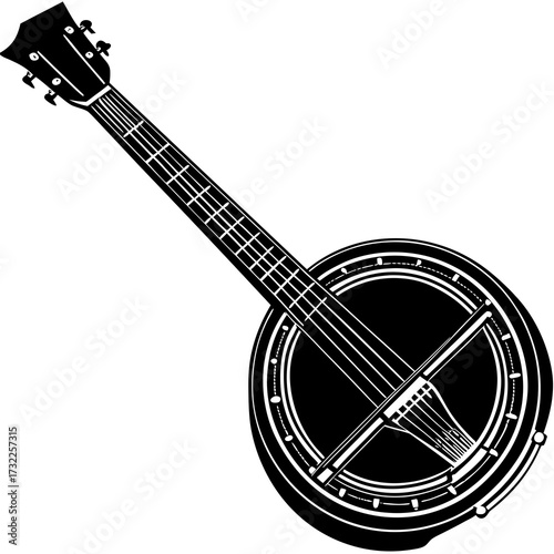 Dynamic banjo silhouette captures country music spirit