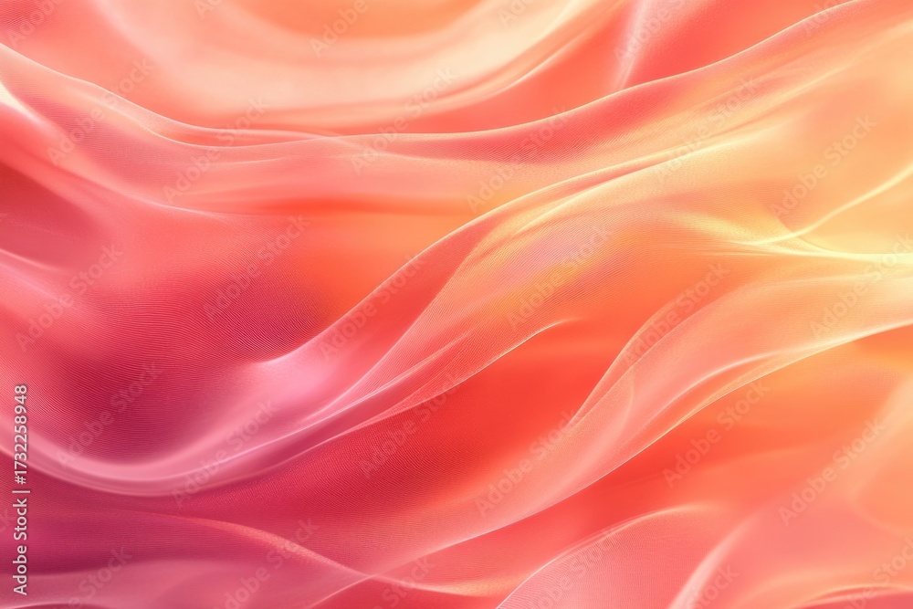 Fototapeta premium Abstract fluid wave pattern in soft pink and orange tones with smooth texture