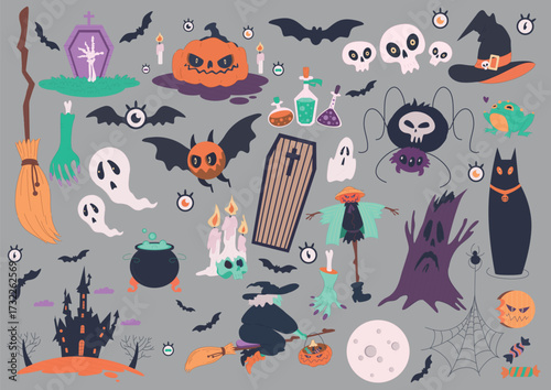 Check out these Spooky Halloween Illustrations featuring Bats, Ghosts, and Pumpkins galore